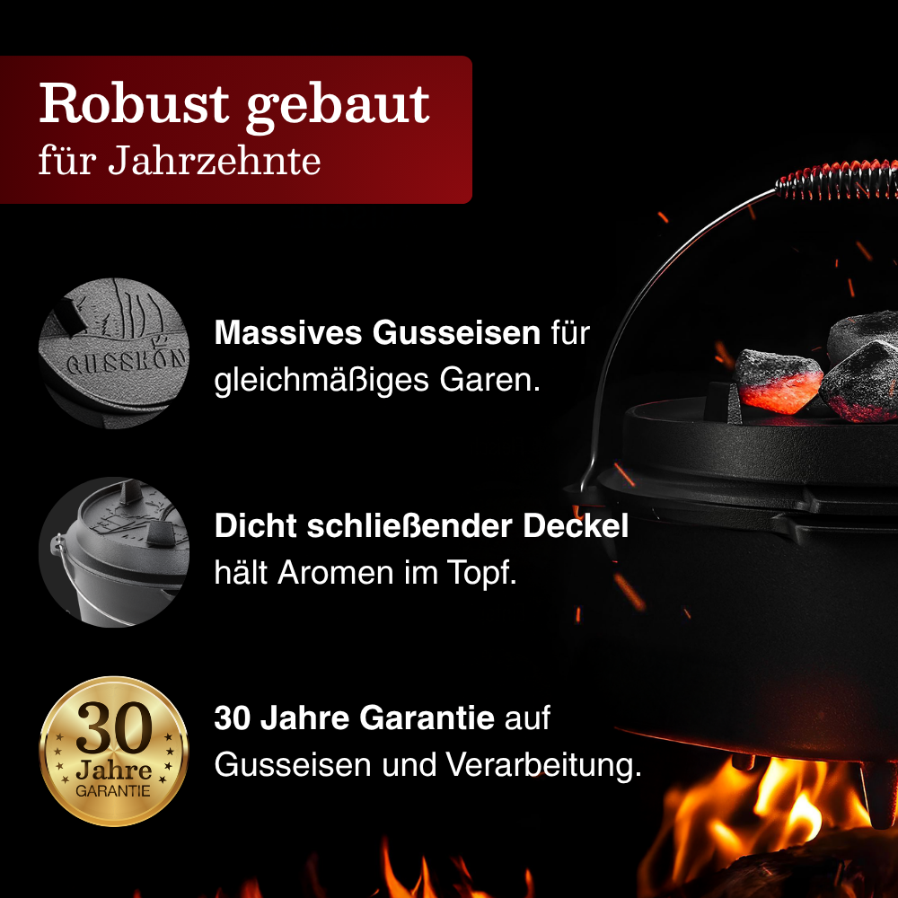 GUSSKÖNIG Dutch OvenMit Füßen+SchrubberGusskönig