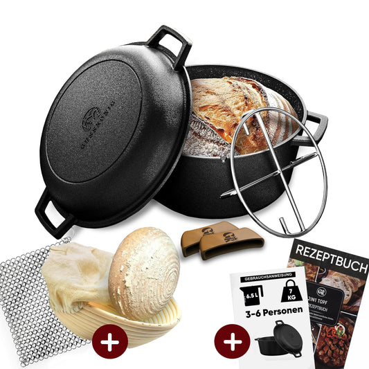 2in1 Gusseisen Brotbackform - inkl. Kochbuch & Zubehör2in1 TopfGusskönig