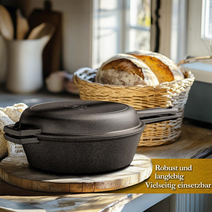2in1 Gusseisen Brotbackform - inkl. Kochbuch & Zubehör2in1 PfanneGusskönig