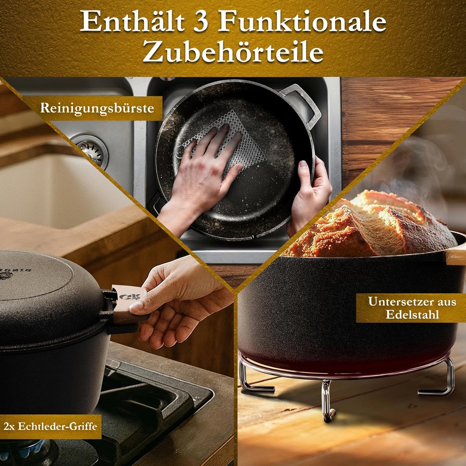 2in1 Gusseisen Brotbackform - inkl. Kochbuch & Zubehör2in1 TopfGusskönig