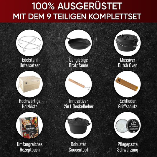 Gusseisen Topf-Set – Ideal zum Braten, Grillen & Schmoren