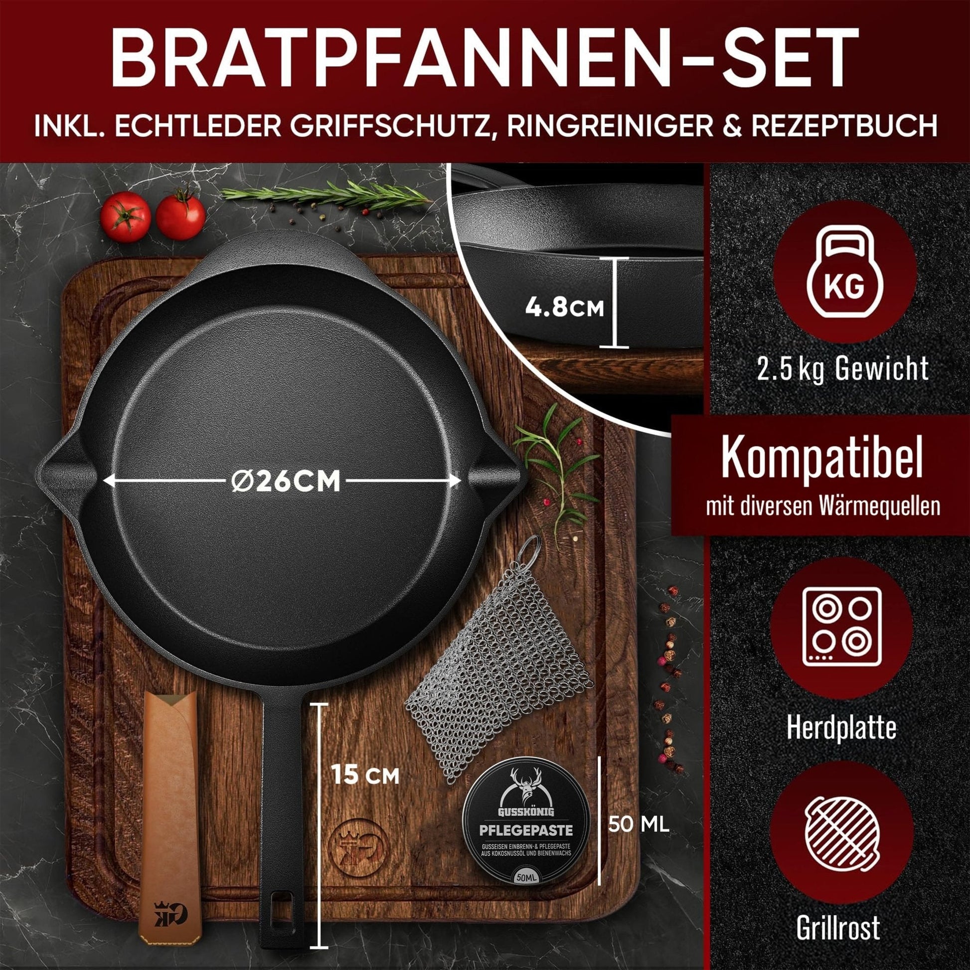 Bratpfanne & GusseisenpfanneBratpfanne+PflegepasteGusskönig