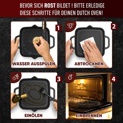 Bratpfanne & GusseisenpfanneGrillpfanne+PflegepasteGusskönig