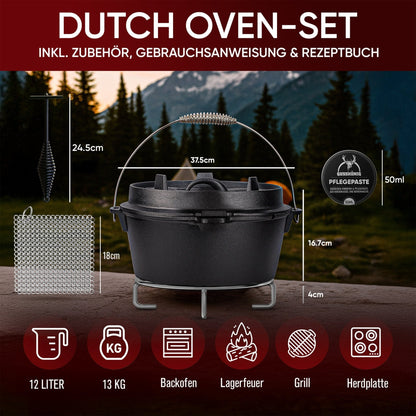 Dutch Oven KlassischOhne Füßen+PflegepasteGusskönig