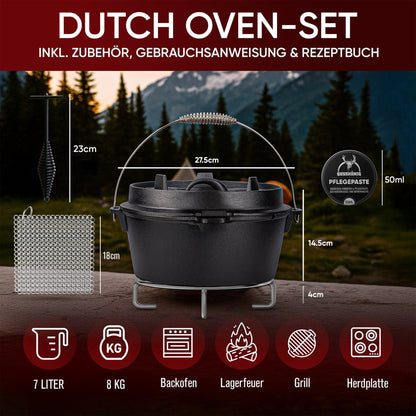 Dutch Oven KlassischOhne Füßen+PflegepasteGusskönig