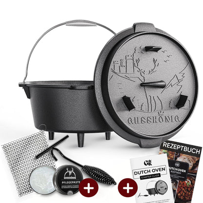 Dutch Oven KlassischMit Füßen+PflegepasteGusskönig