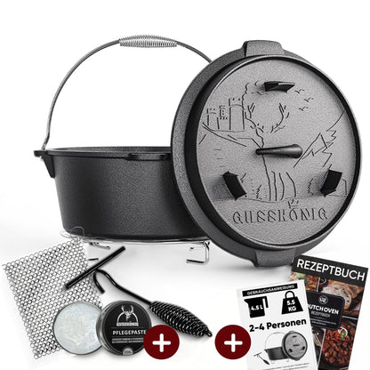 Dutch Oven KlassischOhne Füßen+PflegepasteGusskönig