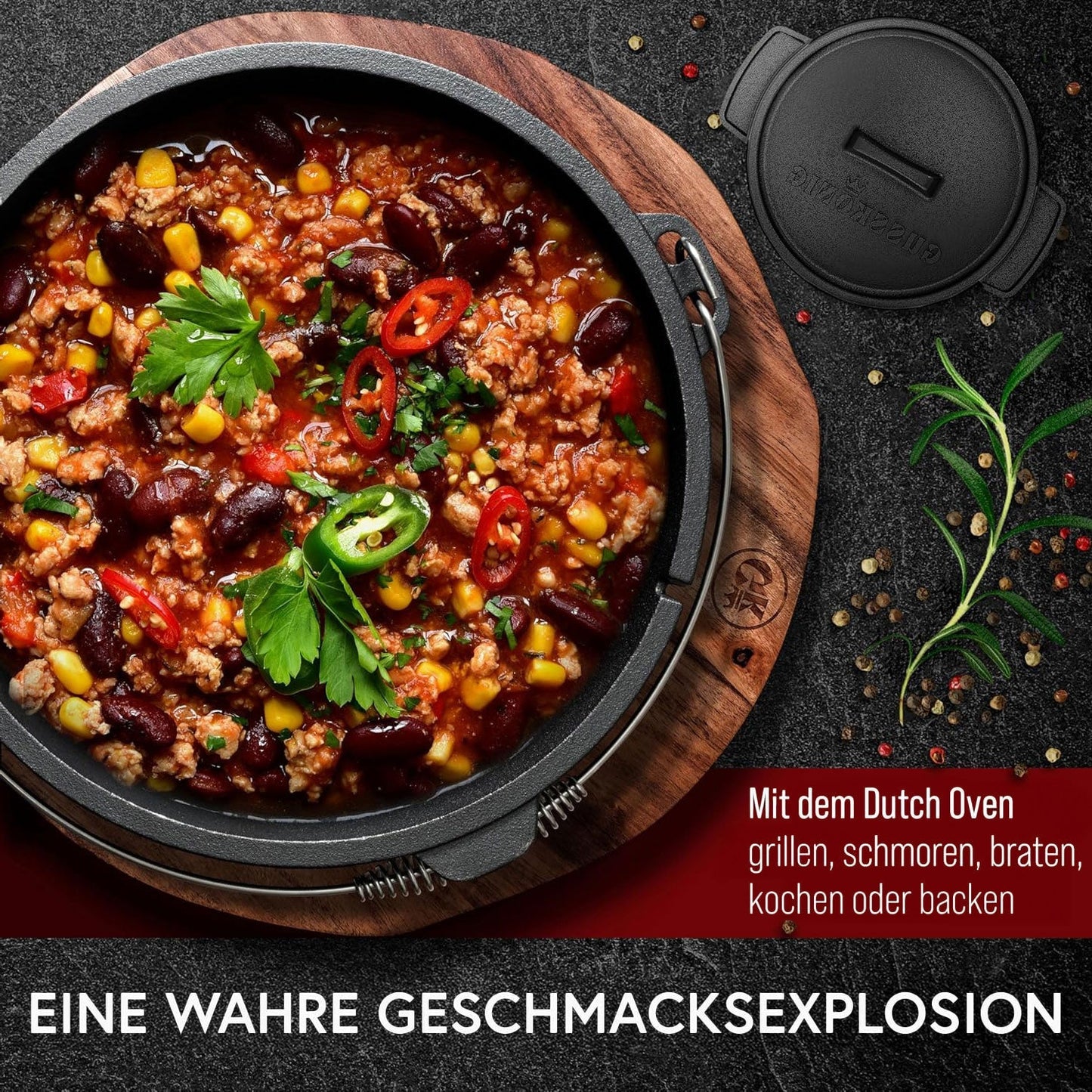 Gusseisen Topf - Set – Ideal zum Braten, Grillen & Schmoren10er SetGusskönig