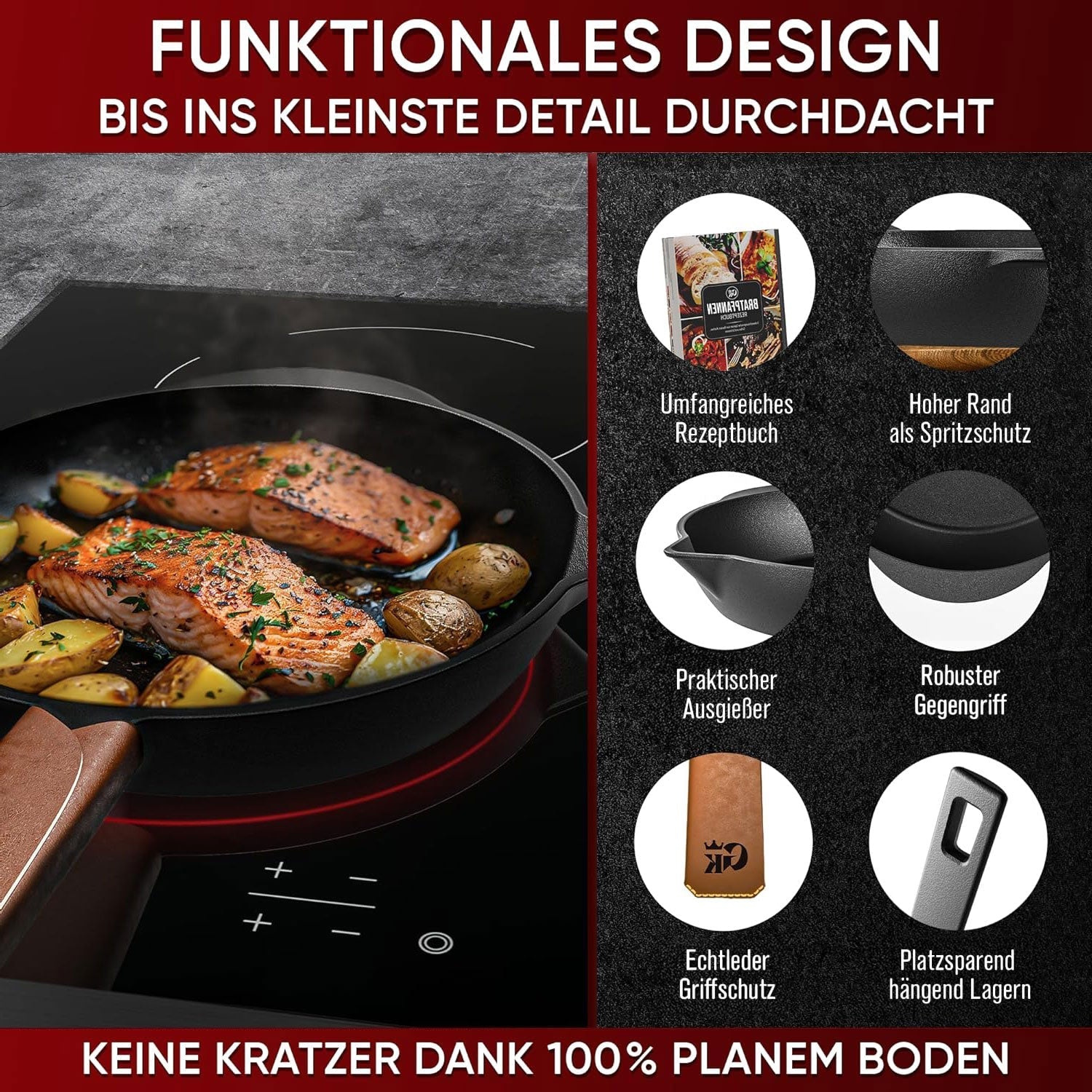 Gusseisen Topf - Set – Ideal zum Braten, Grillen & Schmoren8er SetGusskönig