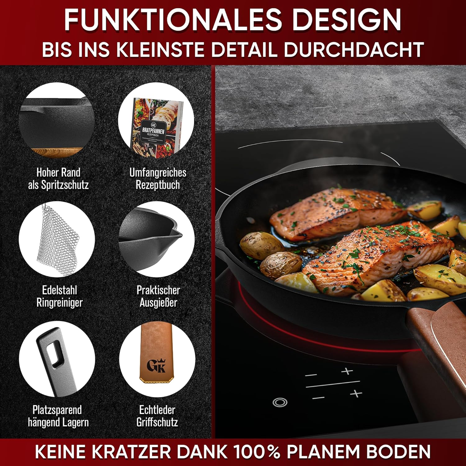 Gusseisen Topf - Set – Ideal zum Braten, Grillen & Schmoren13er SetGusskönig