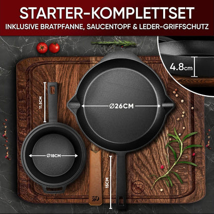 Gusseisen Topf - Set – Ideal zum Braten, Grillen & Schmoren8er SetGusskönig
