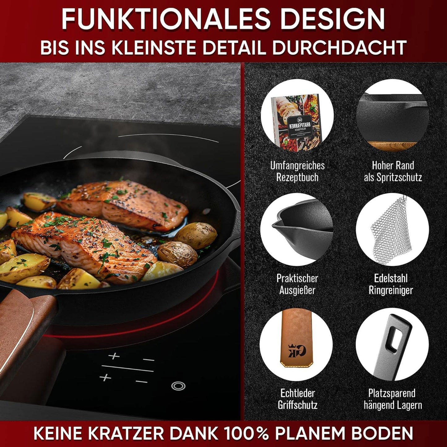 Gusseisen Topf - Set – Ideal zum Braten, Grillen & Schmoren10er SetGusskönig