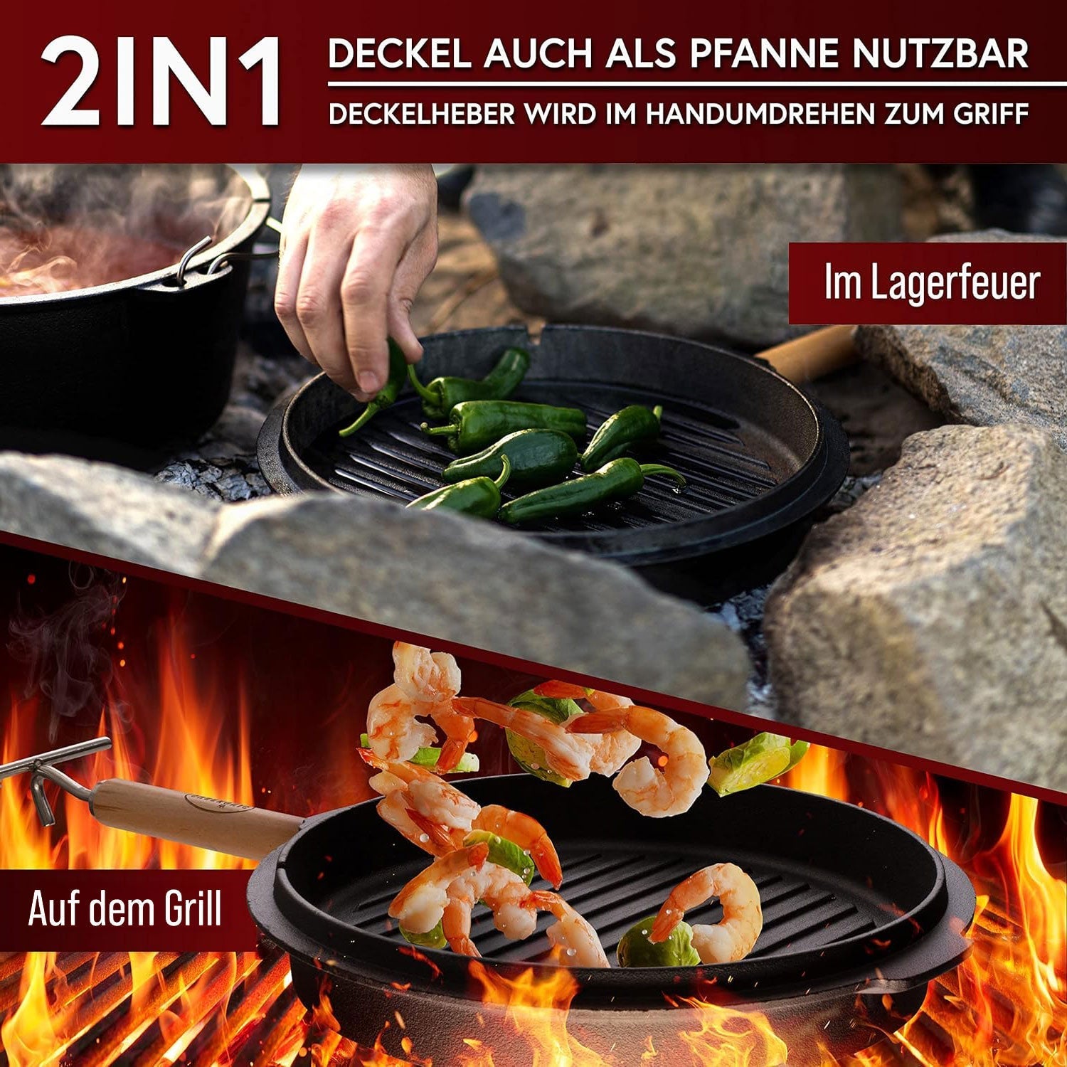Gusseisen Topf - Set – Ideal zum Braten, Grillen & Schmoren13er SetGusskönig